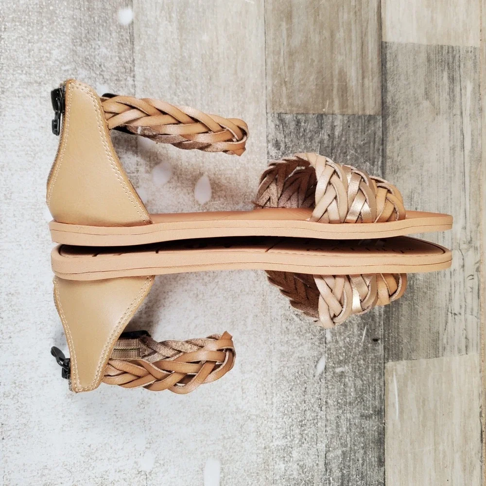 Blowfish Malibu Delite Kids Sandal Sz 3 Dune Lotus Rose Gold Die Cut Ankle Strap